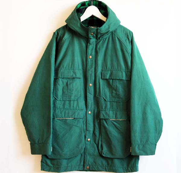 80s USA製 L.L.Bean ウールライナー マウンテンパーカー 緑 M 