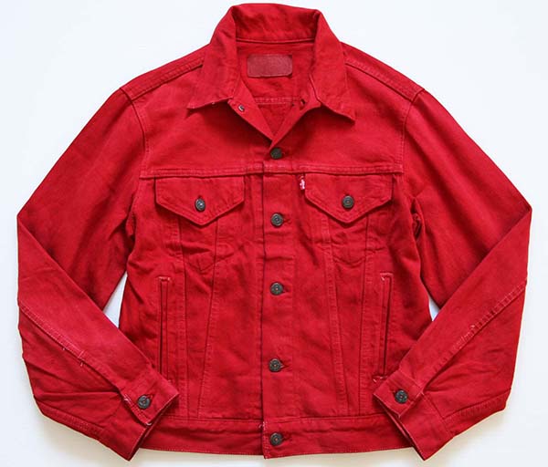 80s USA製 Levi'sリーバイス 70506 デニムジャケット 後染め 赤 