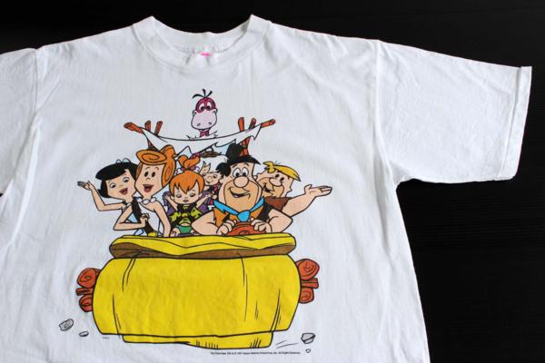 90s USA製 The Flintstones フリントストーン コットンTシャツ 白 L 