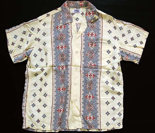 50s DUKE KAHANAMOKU カハナモク レーヨン アロハシャツ M - Sixpacjoe 