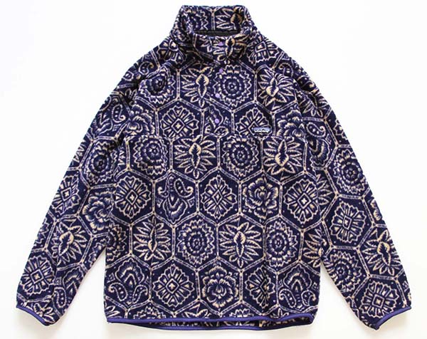 90s USA製 patagoniaパタゴニア 総柄 フリース スナップT L 
