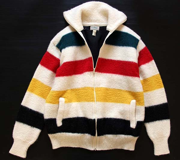 80s USA製L.L.Beanマルチボーダー ウールニットジャケット L