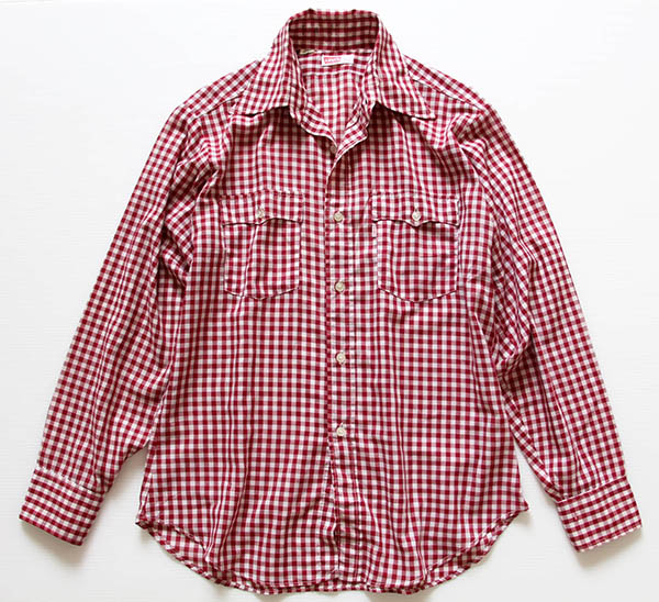 70s USA製 LEVI'Sリーバイス BIGE ギンガムチェック シャツ L 