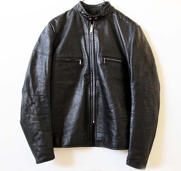 70s Brooksブルックス シングルライダース レザージャケット 黒 42 
