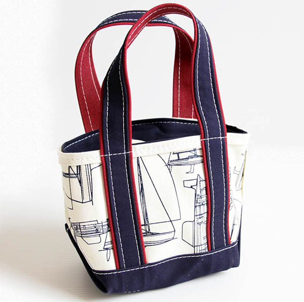 USA製 L.L.Bean BOAT AND TOTE ヨット柄 キャンバス トートバッグ ジップトップ ミニ