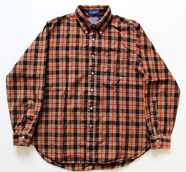 70s USA製 SIR PENDLETONサーペンドルトン タータンチェック ボタン 