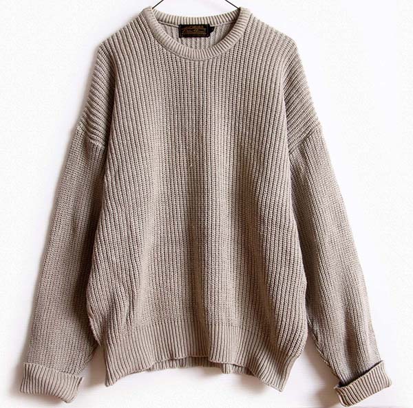 80s USA製 EddieBauerエディーバウアー 無地 ローゲージ コットン