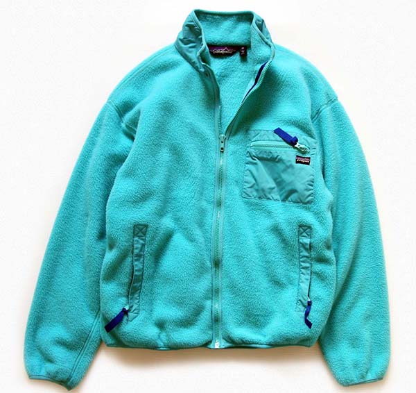 80s USA製 patagoniaパタゴニア フルジップ フリースジャケット 水色 