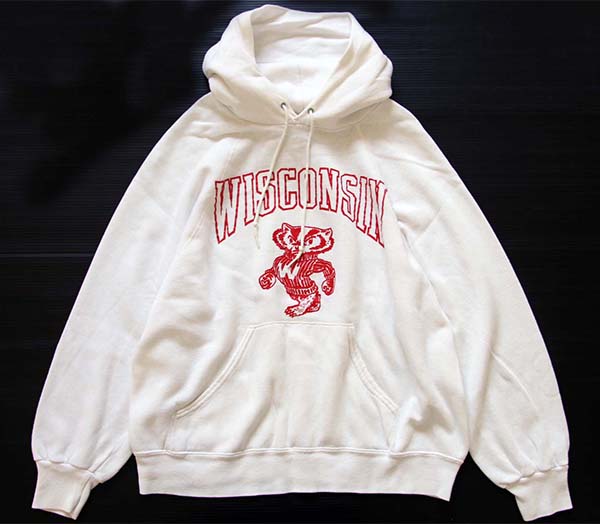 90s USA製 WISCONSIN バッキー スウェットパーカー 白 L - Sixpacjoe 
