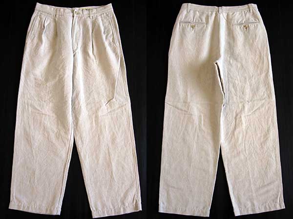 90s EddieBauerエディーバウアー ツータック スラックス コットン×リネンパンツ ベージュ w32 L30 Sixpacjoe Web  Shop