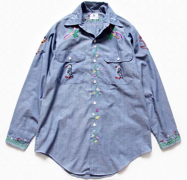 70s JCPenney BIGMACビッグマック 刺繍入り シャンブレーシャツ 