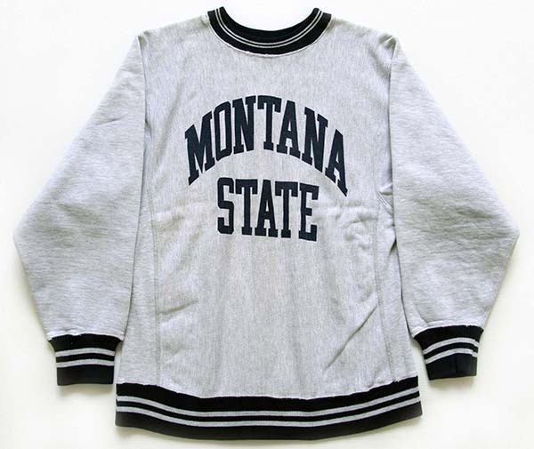 90s Championチャンピオン MONTANA STATE 染み込みプリント リブライン 
