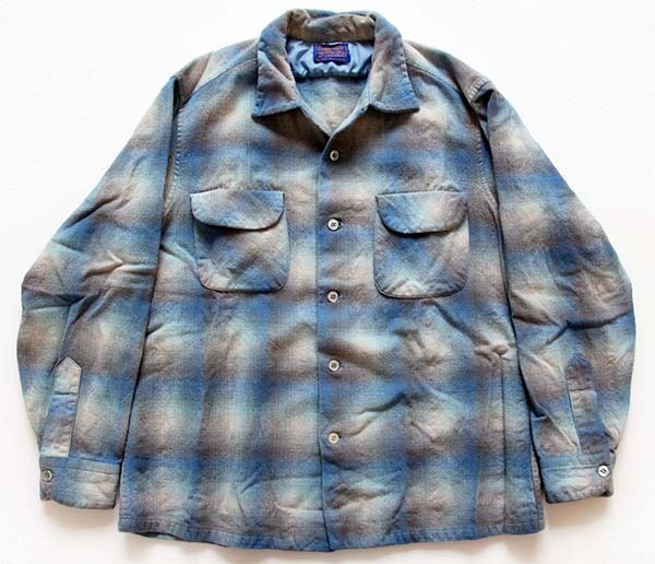 60s PENDLETONペンドルトン オンブレチェック ウールシャツ 