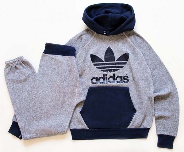 80s USA製 adidasアディダス トレフォイル ビッグロゴ ツートン 