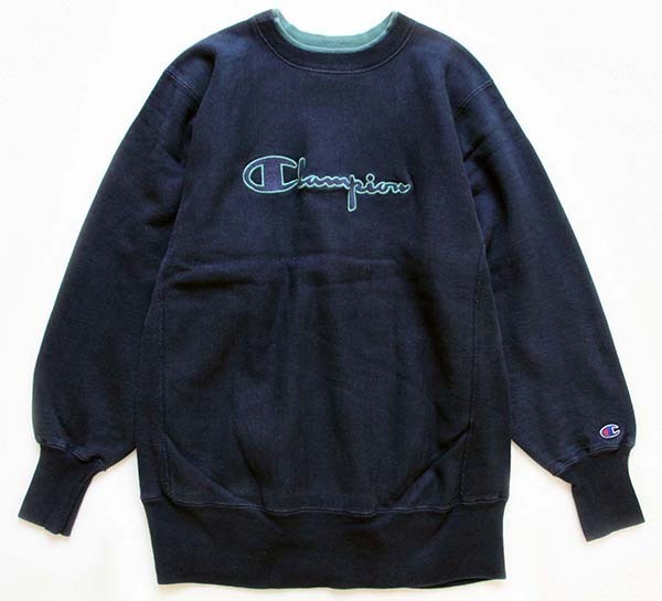 90s USA製 Championチャンピオン スクリプト ビッグロゴ刺繍 