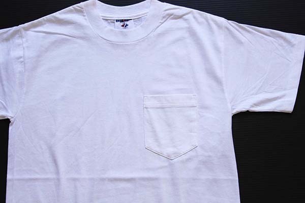 デッドストック☆90s USA製 JERZEES 無地 コットン ポケットTシャツ 白 