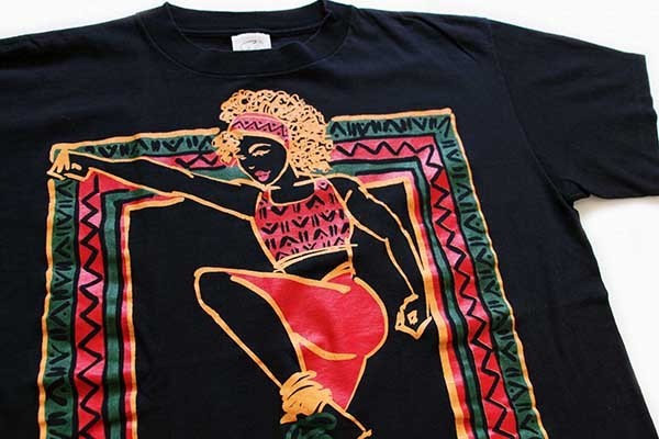 90s USA製 TY WILSON ダンス コットンTシャツ 黒 - Sixpacjoe Web Shop
