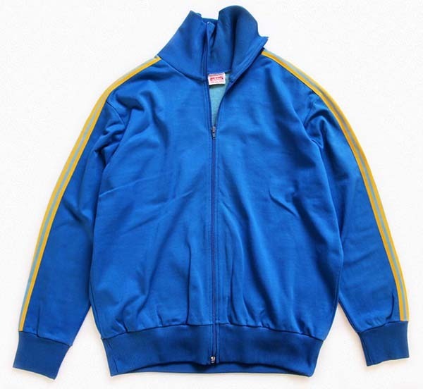 80s adidasアディダス ハイネック トラックジャケット 青×黄色×水色 M 