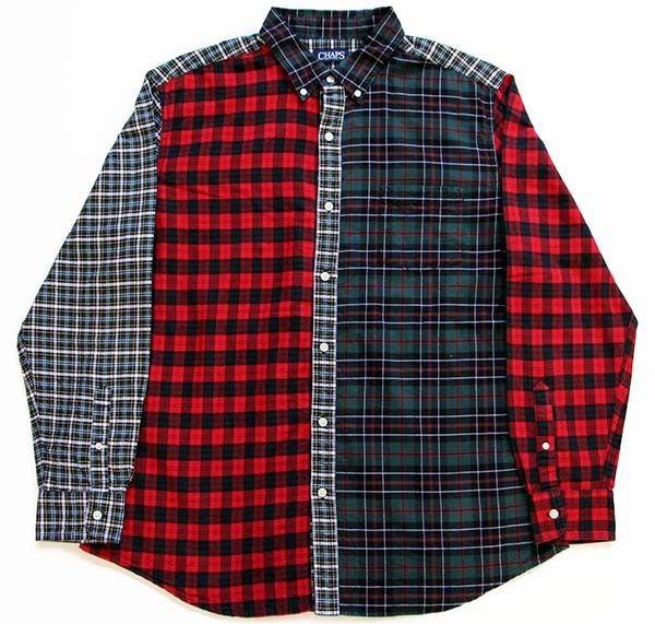 CHAPS クレイジーパターン タータンチェック ボタンダウン 