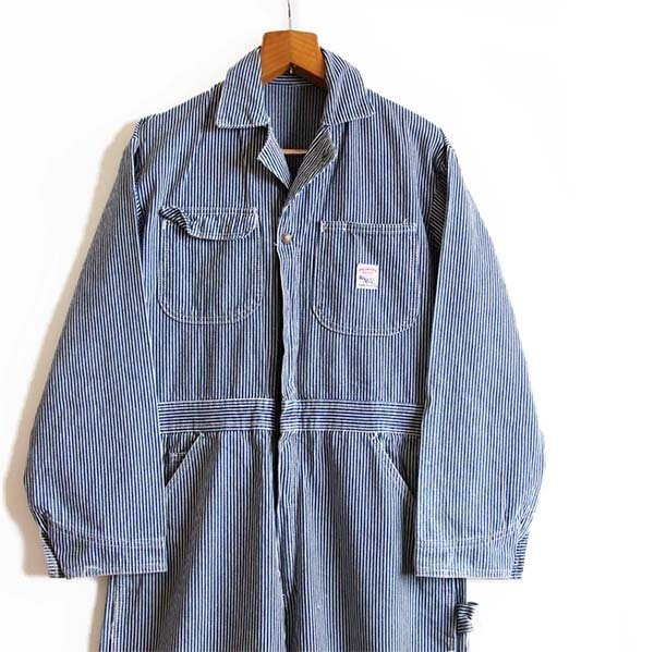 90s USA製 POINTERポインター ヒッコリー ストライプ オールインワン 