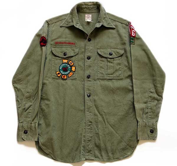 稀少品】60s BSA ボーイスカウトコットンツイルシャツ 60s BSA ボーイスカウト コットンツイルシャツ オリーブ ユニセックス