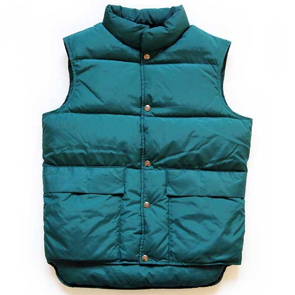 90s USA製 Woolrichウールリッチ ナイロン ダウンベスト 緑 S 