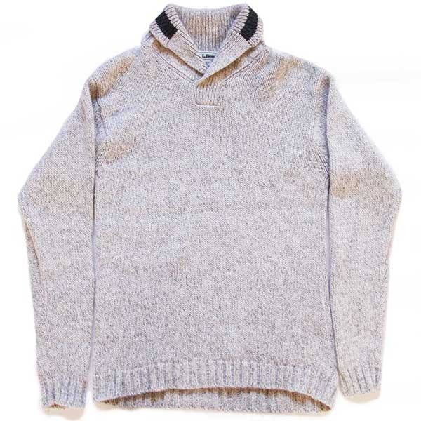 90s L.L.Bean ショールカラー ウールニット セーター グレー MT 