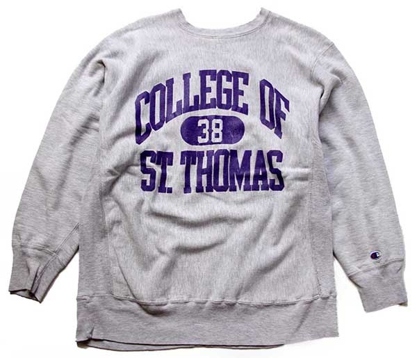 80s USA製 Championチャンピオン COLLEGE OF ST.THOMAS 三段中抜き 