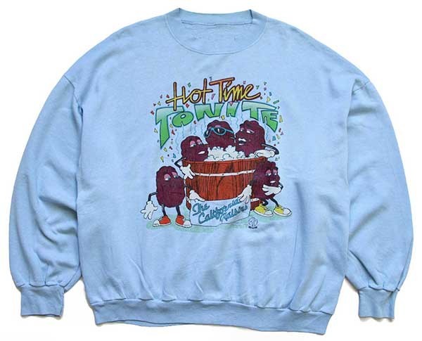 80s カリフォルニアレーズン スウェット 水色 - Sixpacjoe Web Shop