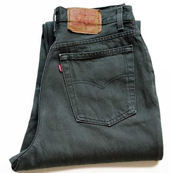 90s USA製 Levi'sリーバイス 17501 カラーデニムパンツ 後染め 深緑 