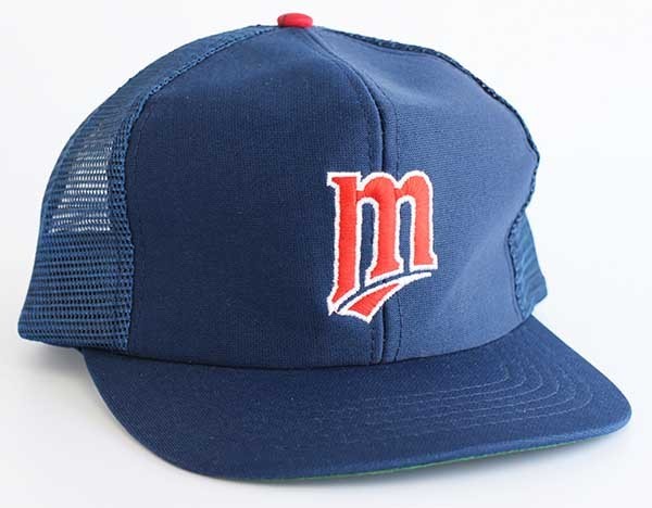 80s MLB Minnesota Twins ロゴ刺繍 ベースボール メッシュキャップ 紺 