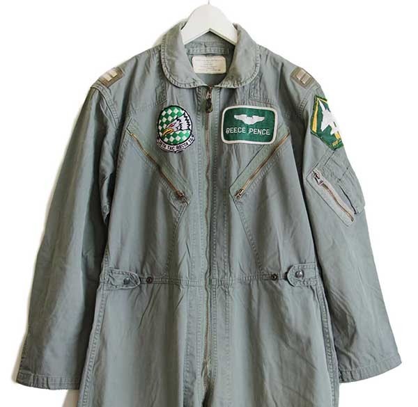 60s 米軍 USAF K-2B パッチ付き カバーオール フライトスーツ セージ 