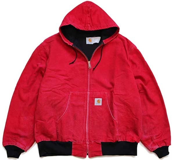 80s USA製 carharttカーハート ダック地 アクティブパーカー 赤 2XL 