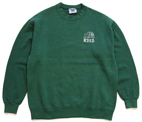 90s USA製 Leeリー NDSD ブルドッグ 刺繍 スウェット 緑 L - Sixpacjoe 