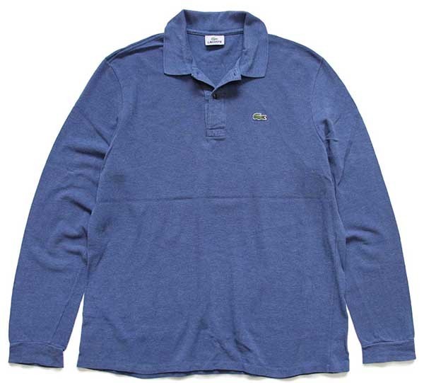 90s LACOSTEラコステ ワンポイント コットン 鹿の子 長袖ポロシャツ 薄