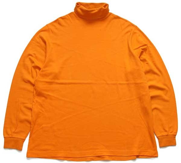 90s USA製 LANDS'ENDランズエンド 無地 タートルネック コットン カットソー オレンジ XL Sixpacjoe Web Shop