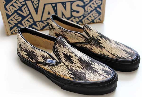 デッドストック☆80s USA製 VANSバンズ ネイティブ柄 スリッポン 8 