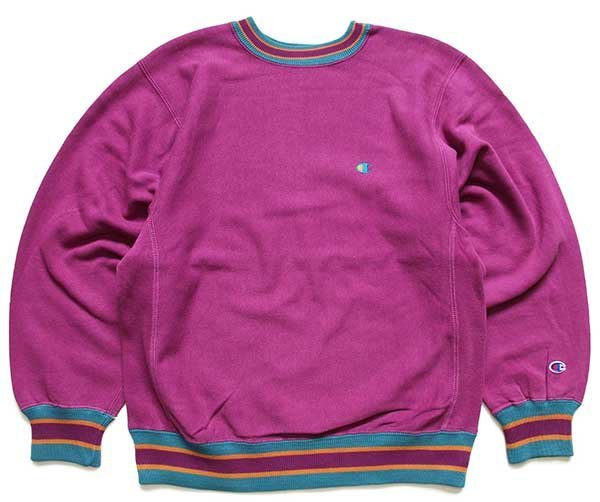 90s USA製 Championチャンピオン ワンポイント リブライン リバース